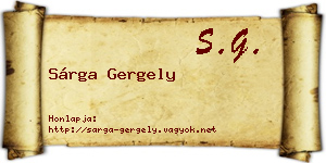 Sárga Gergely névjegykártya