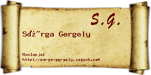 Sárga Gergely névjegykártya